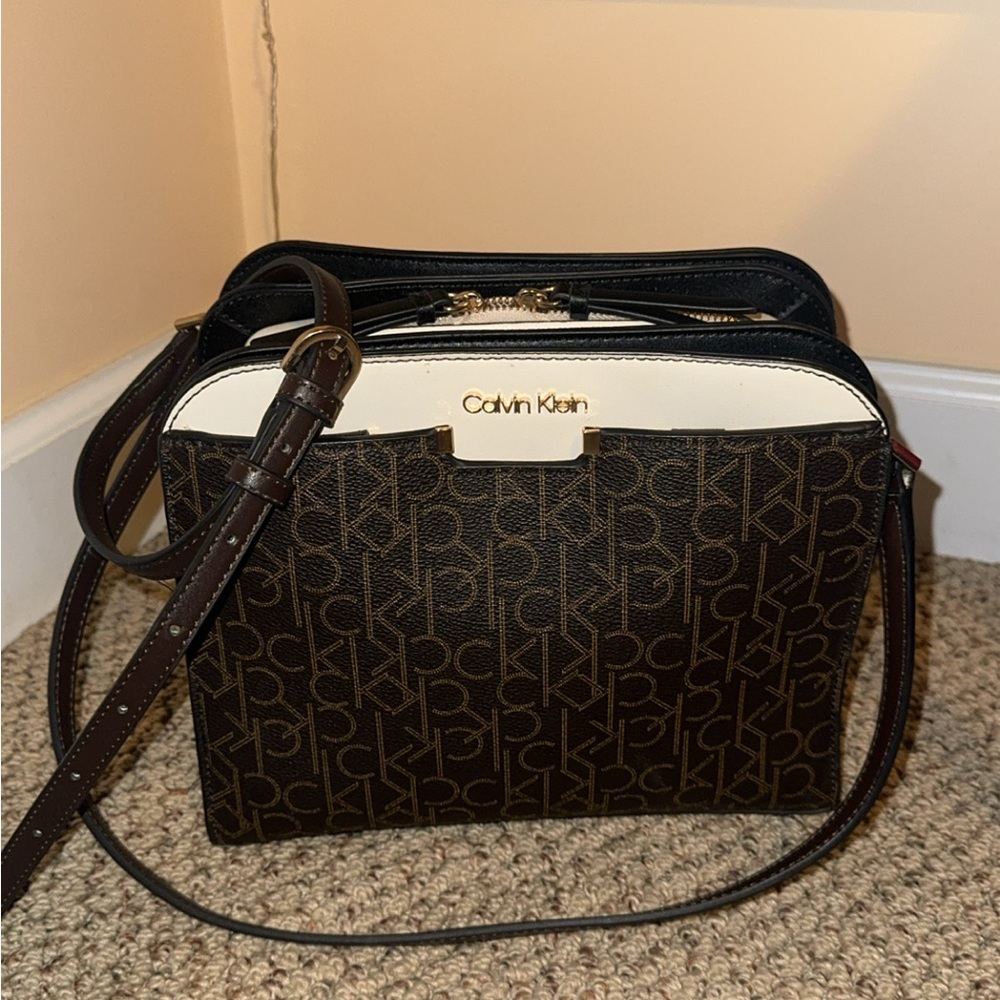 Calvin Klein Black and Brown Crossbody Bag